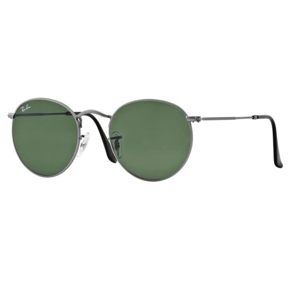 RAY BAN Icons 53mm Retro Round Metal Sunglasses NEW Matte Gunmetal Crystal Green
